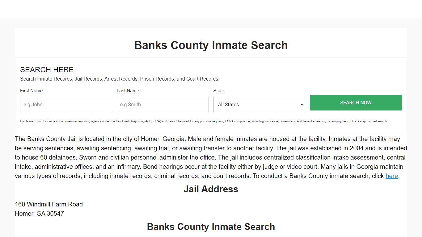 Banks County Inmate Search